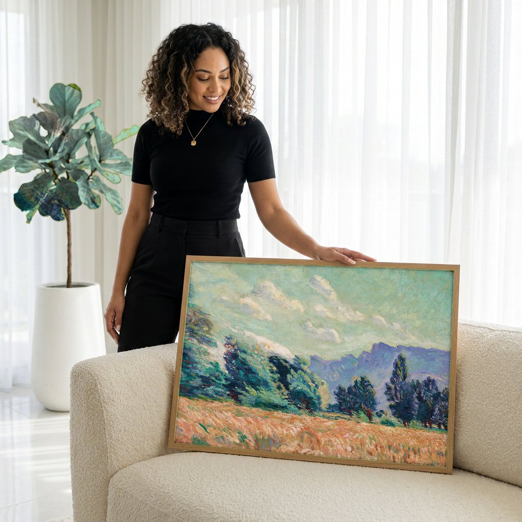 Quadro Decorativo Campo de Trigo - Armand Guillaumin com modelo em ambiente