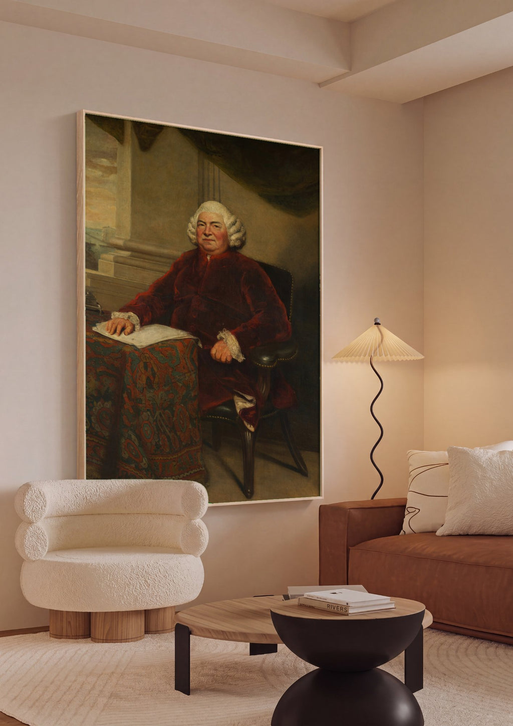 Quadro Decorativo Retrato de George Handel - Sir Joshua Reynolds em ambiente decorado