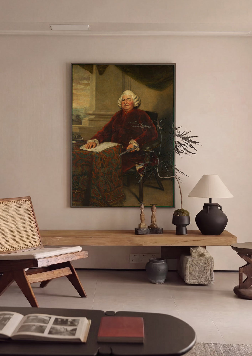 Quadro Decorativo Retrato de George Handel - Sir Joshua Reynolds em ambiente decorado