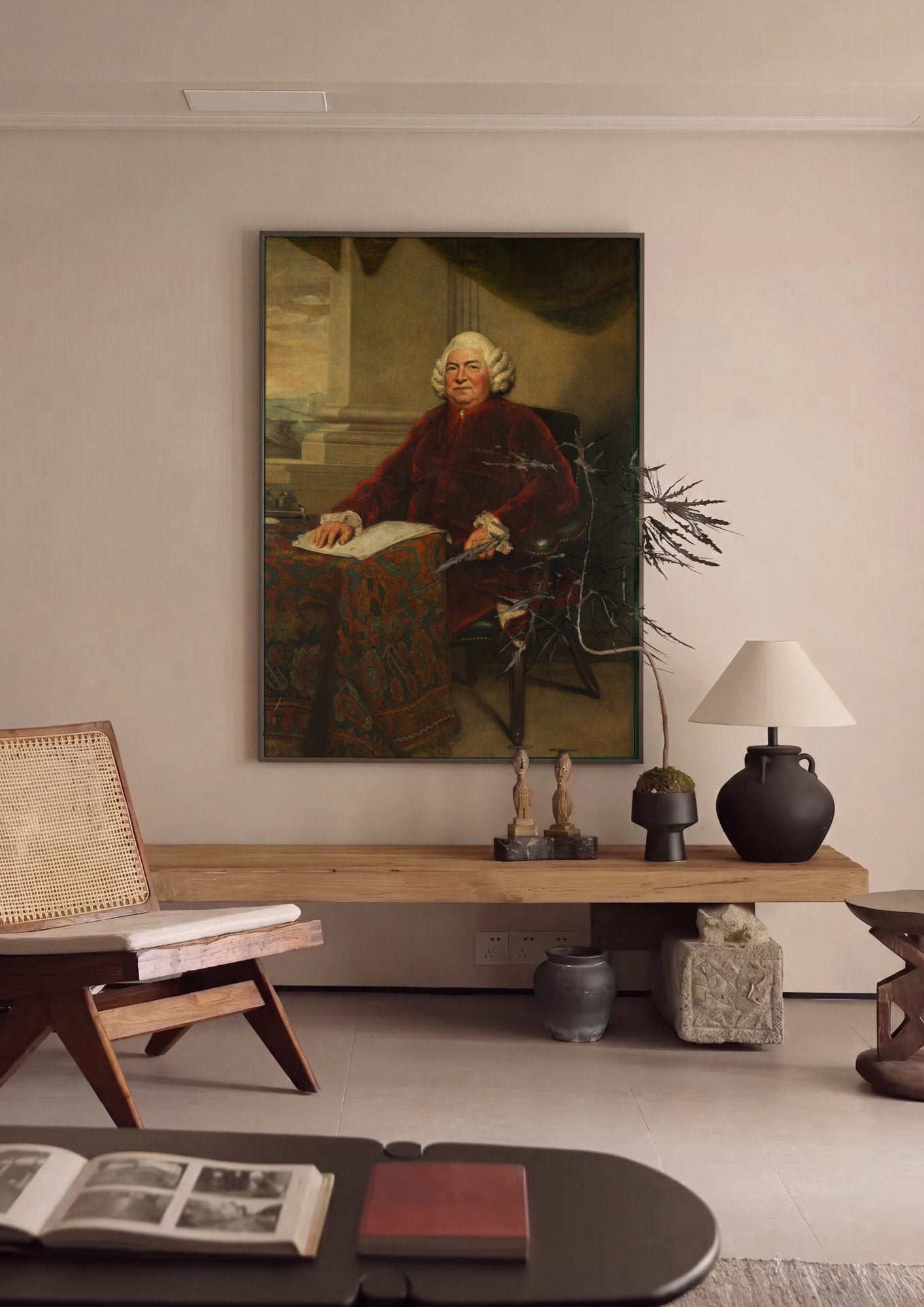 Quadro Decorativo Retrato de George Handel - Sir Joshua Reynolds em ambiente decorado