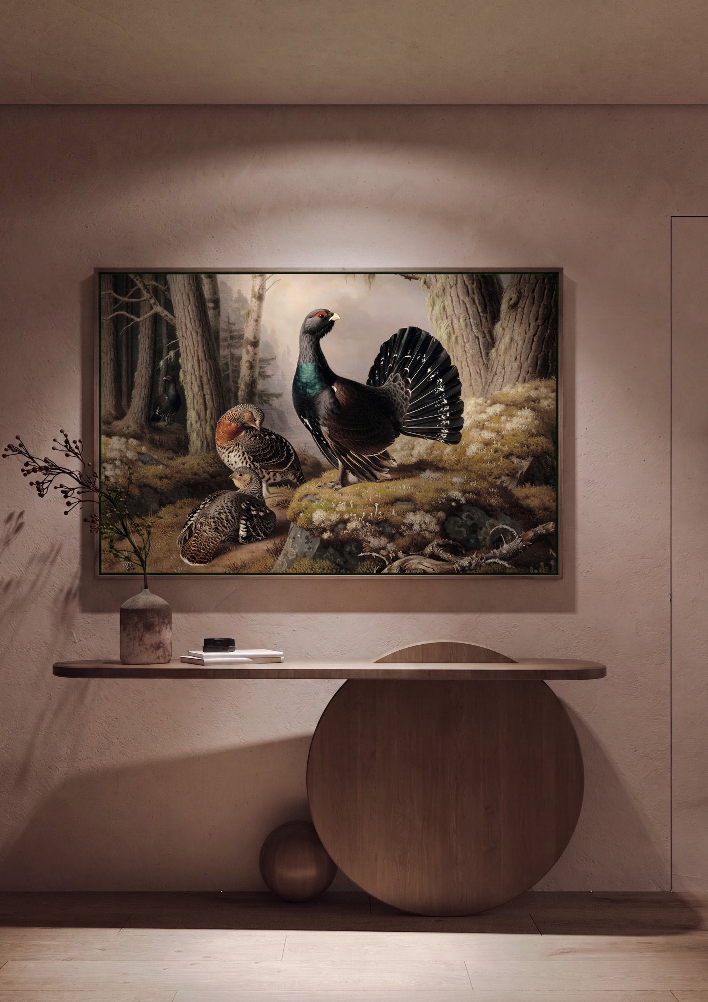 Quadro Decorativo Capercaillie - Ferdinand von Wright em ambiente decorado