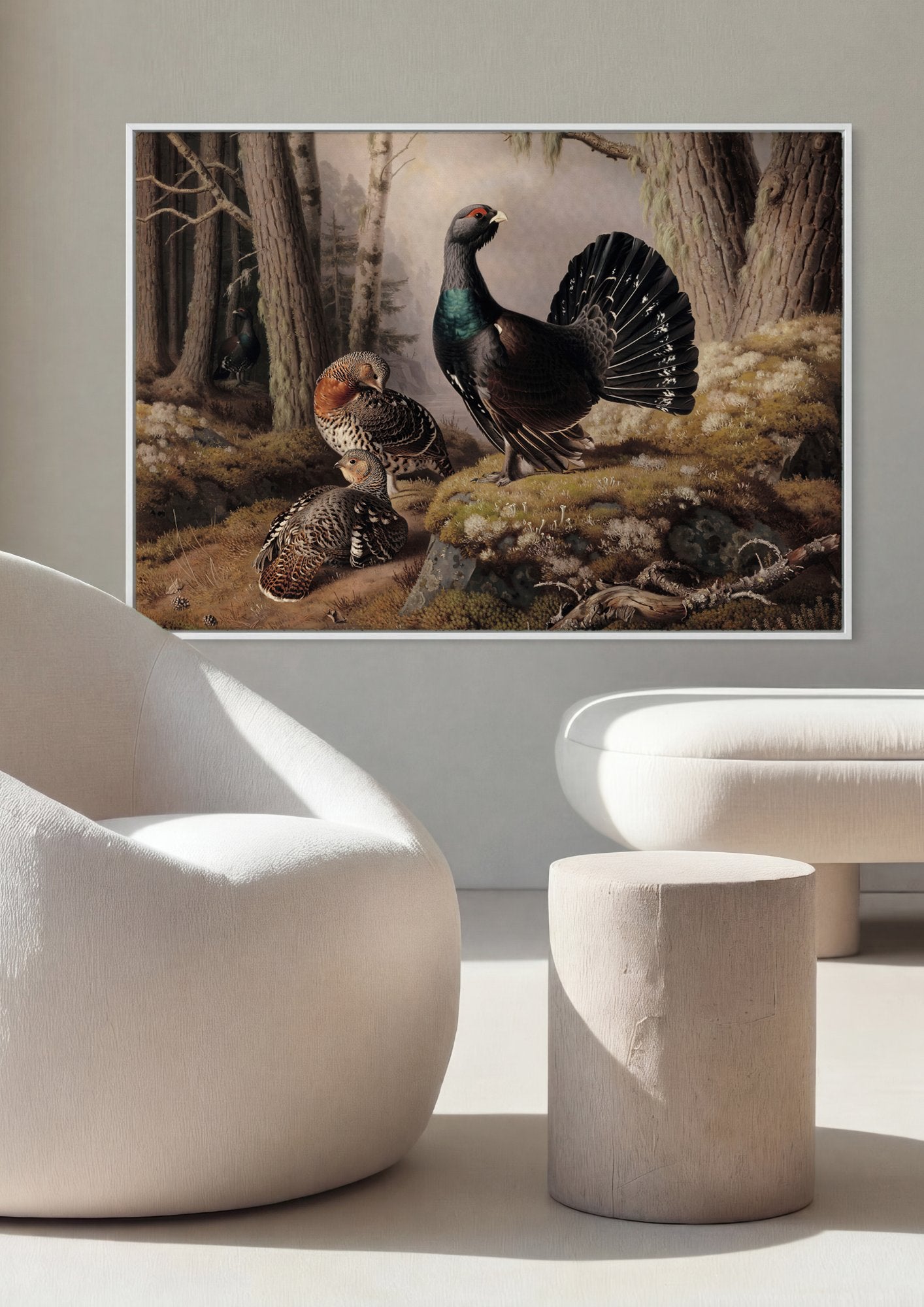 Quadro Decorativo Capercaillie - Ferdinand von Wright em ambiente decorado