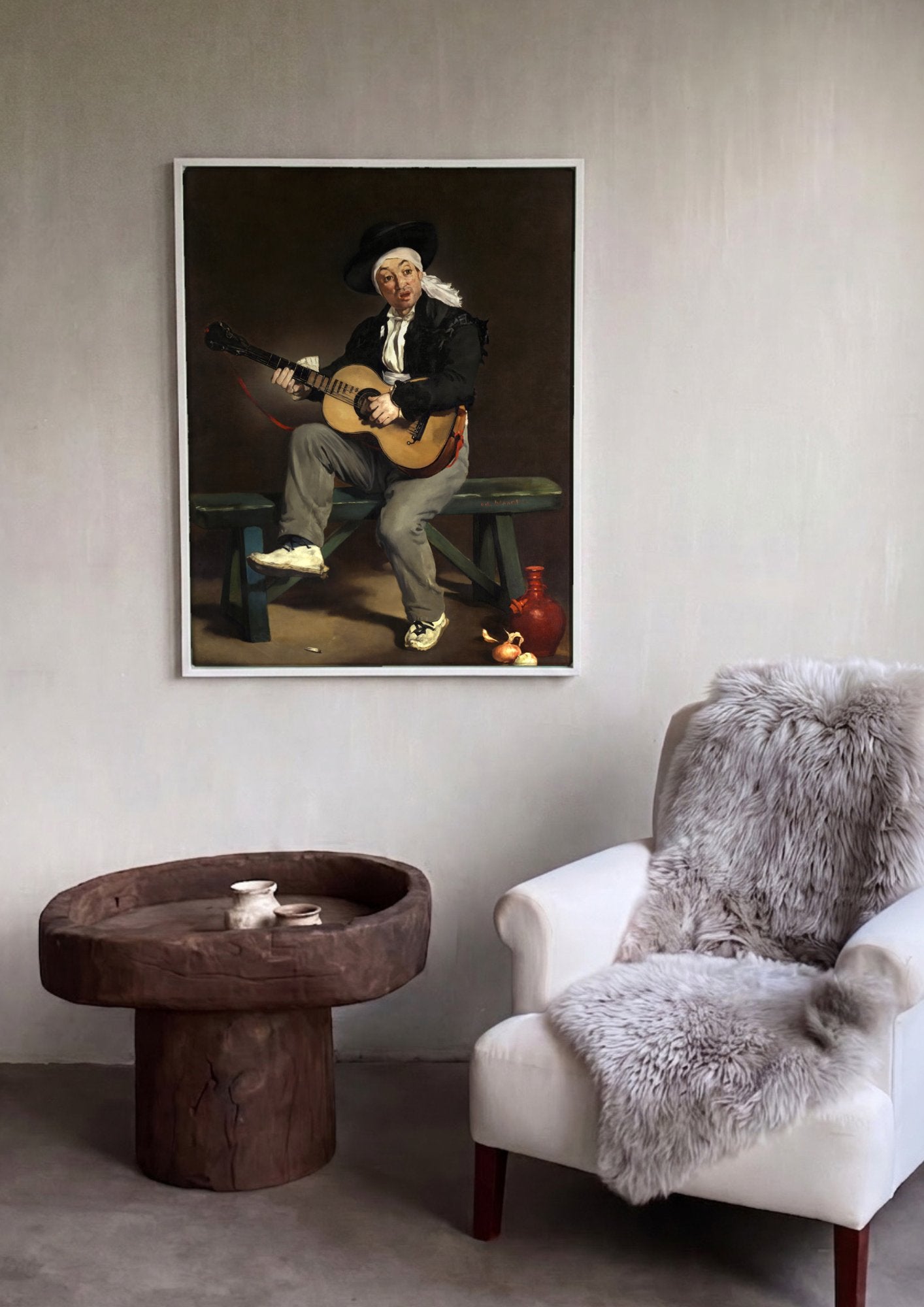 Quadro Decorativo O Cantor Espanhol - Manet em ambiente decorado