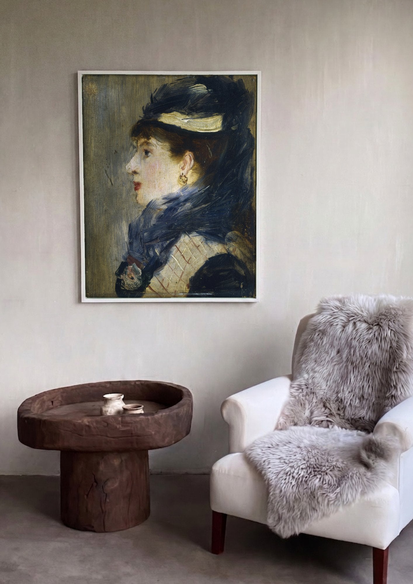 Quadro Decorativo Mulher com Chapeu - Manet em ambiente decorado