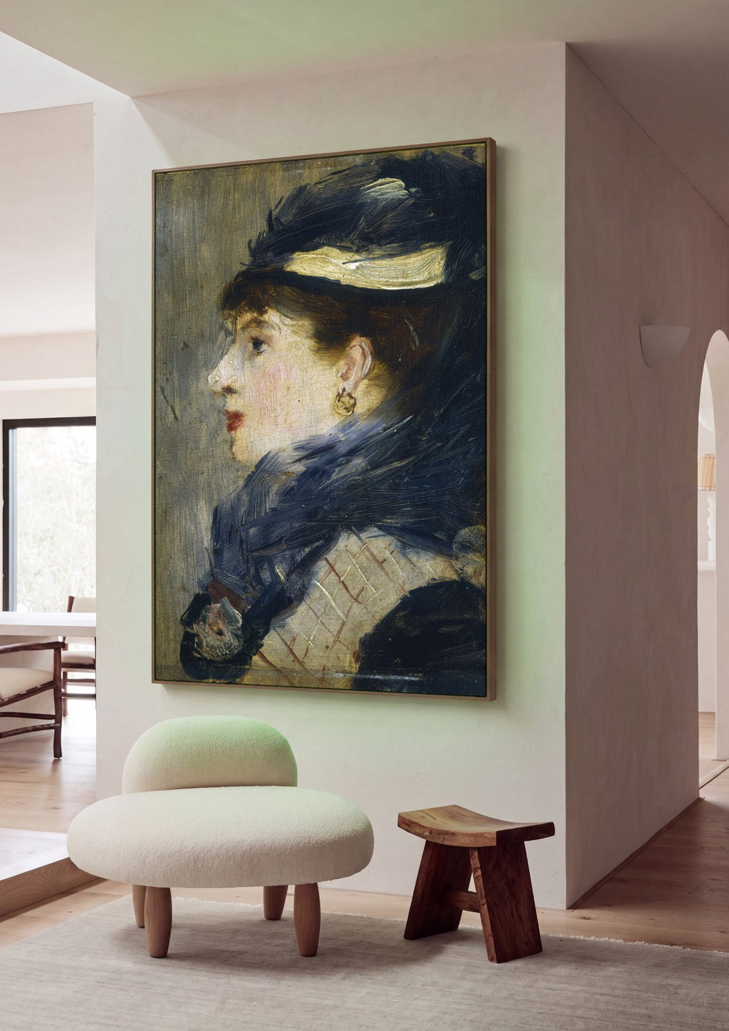 Quadro Decorativo Mulher com Chapeu - Manet em ambiente decorado