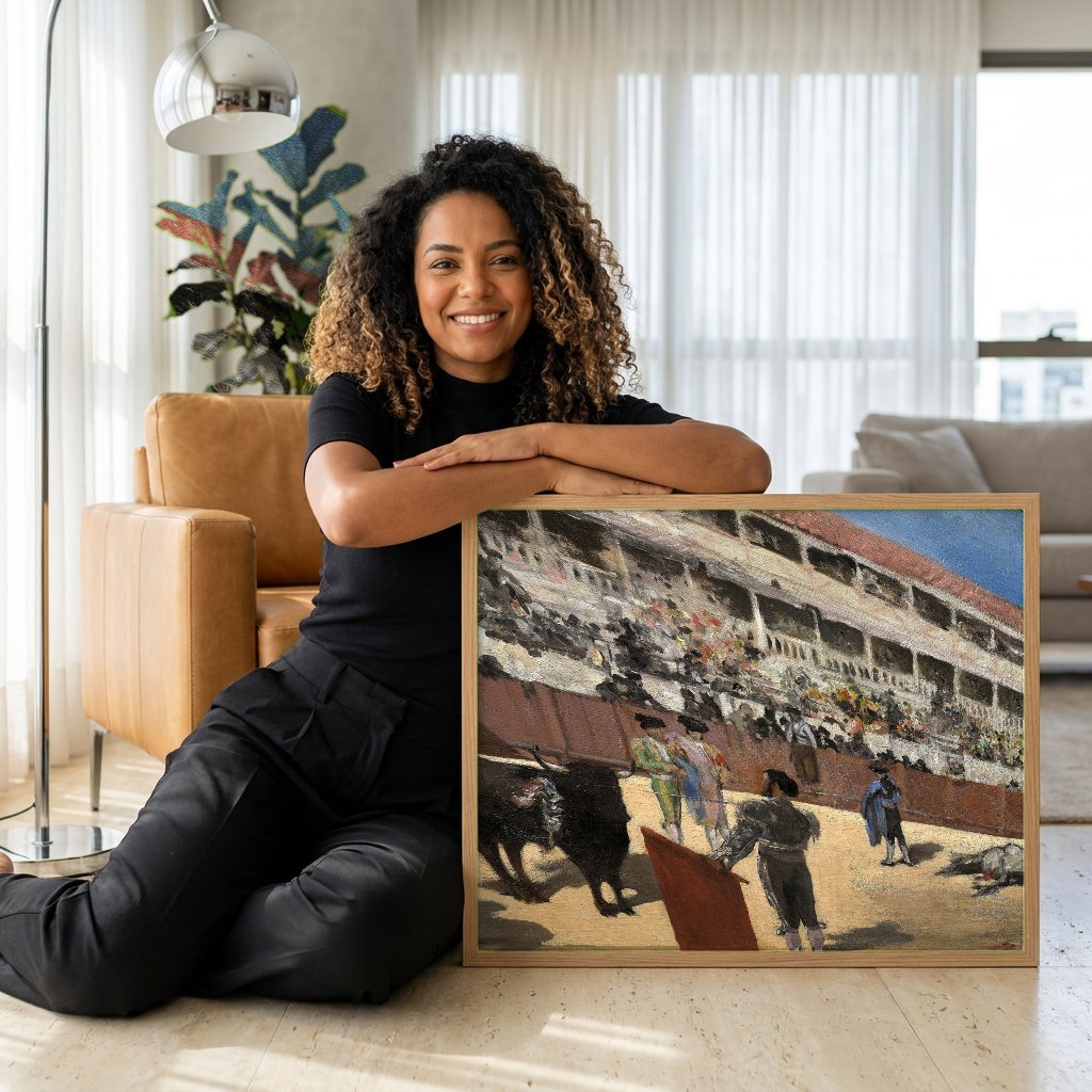 Quadro Decorativo A Tourada - Edouard Manet com modelo em ambiente