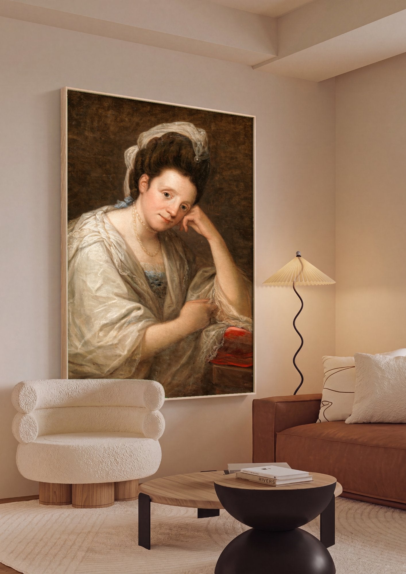 Quadro Decorativo Retrato de Senhora - Angelica Kauffmann em ambiente decorado