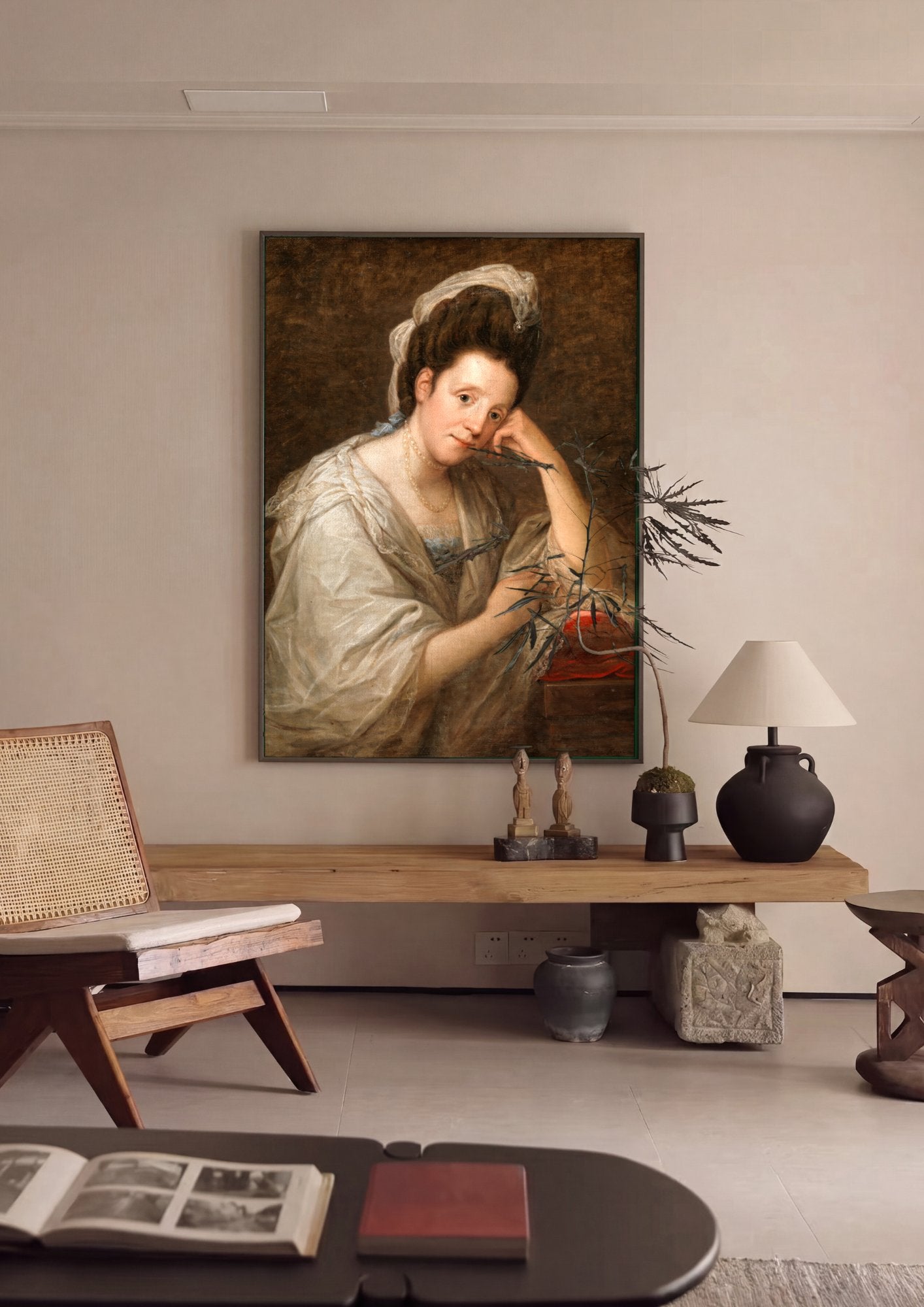 Quadro Decorativo Retrato de Senhora - Angelica Kauffmann em ambiente decorado