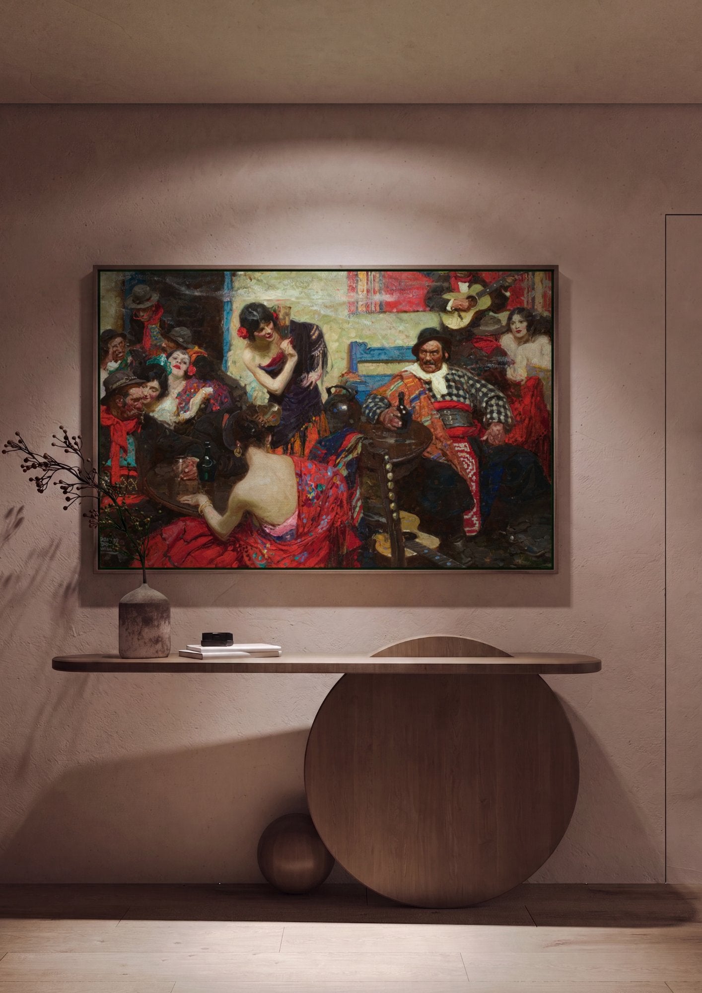 Quadro Decorativo Cena de Taberna Espanhola - Dean Cornwell em ambiente decorado