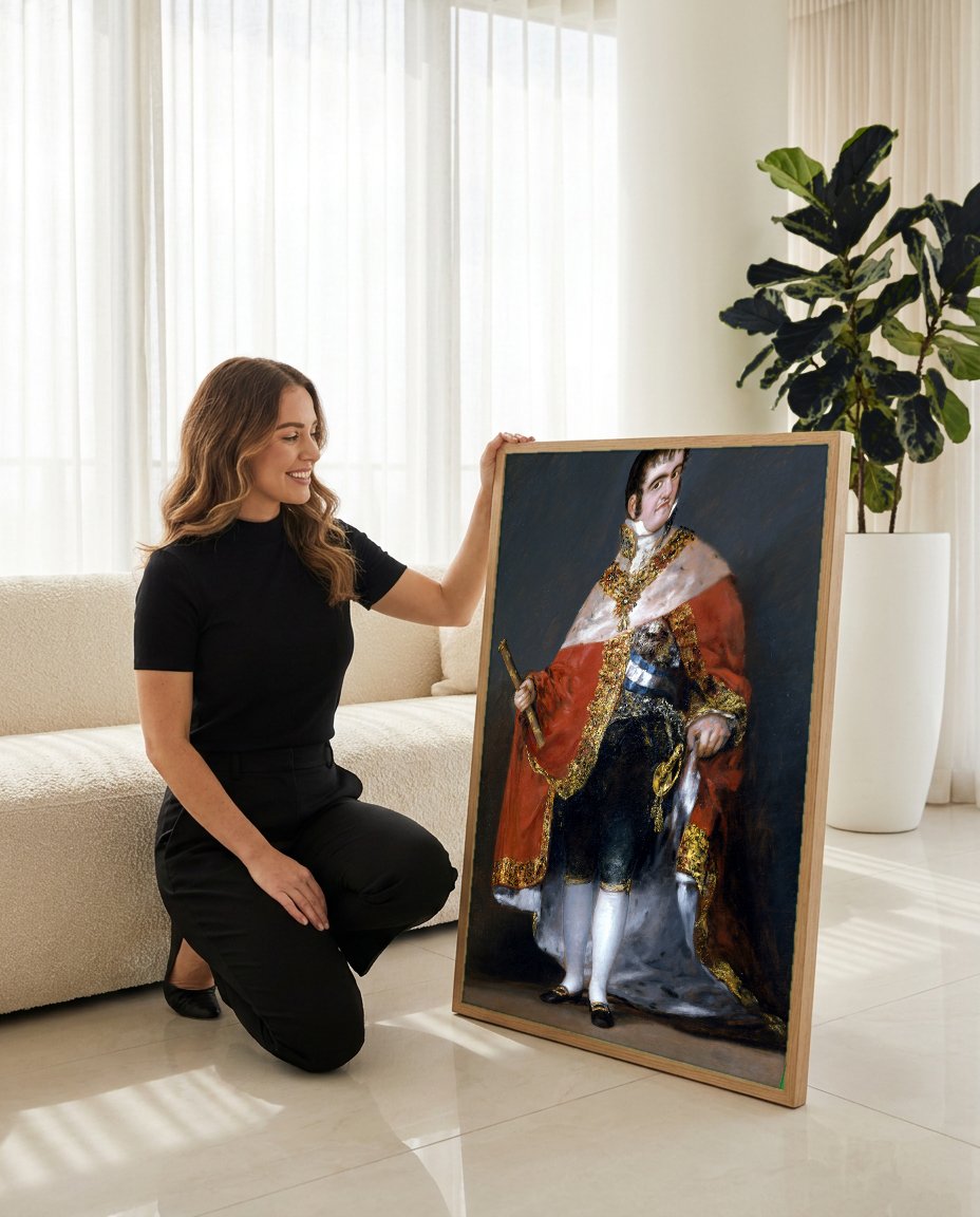 Quadro Decorativo Fernando VII de Espanha - Goya com modelo em ambiente