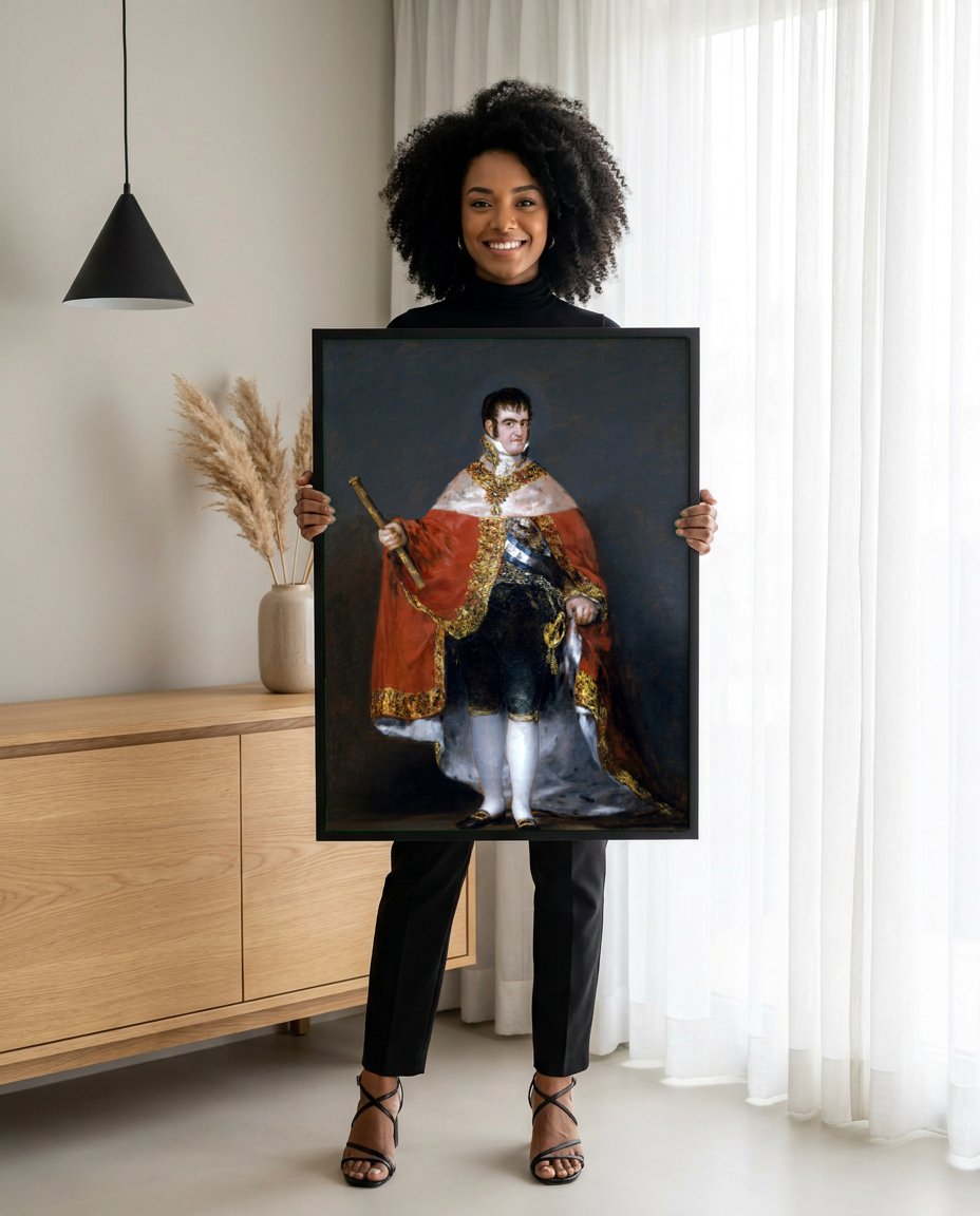 Quadro Decorativo Fernando VII de Espanha - Goya com modelo em ambiente