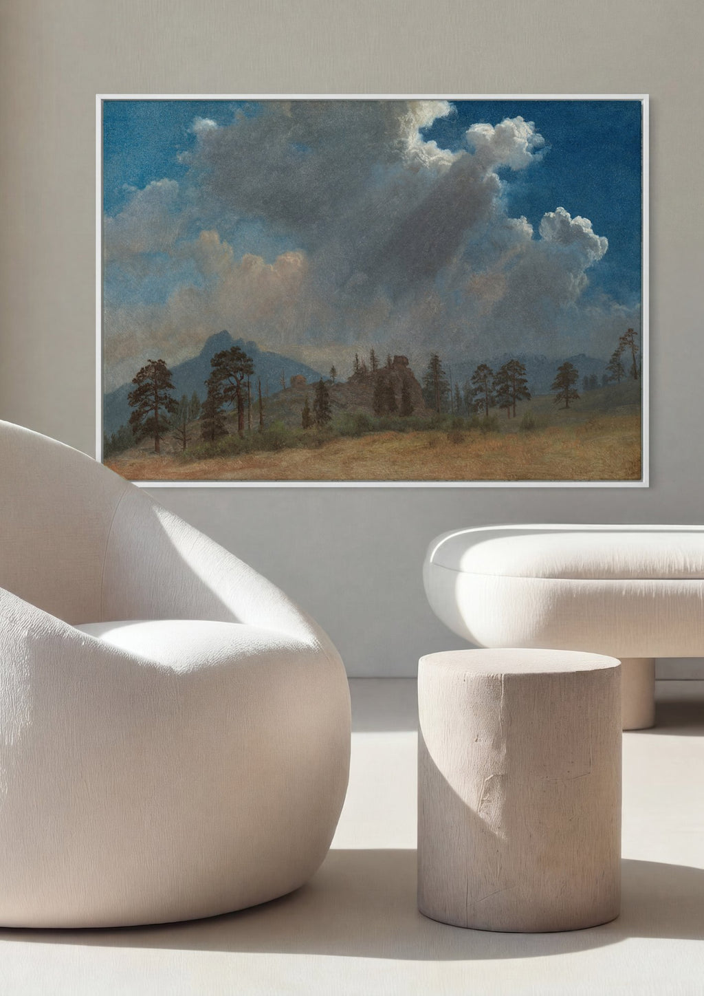 Quadro Decorativo Nuvens sobre a Montanha - Albert Bierstadt em ambiente decorado