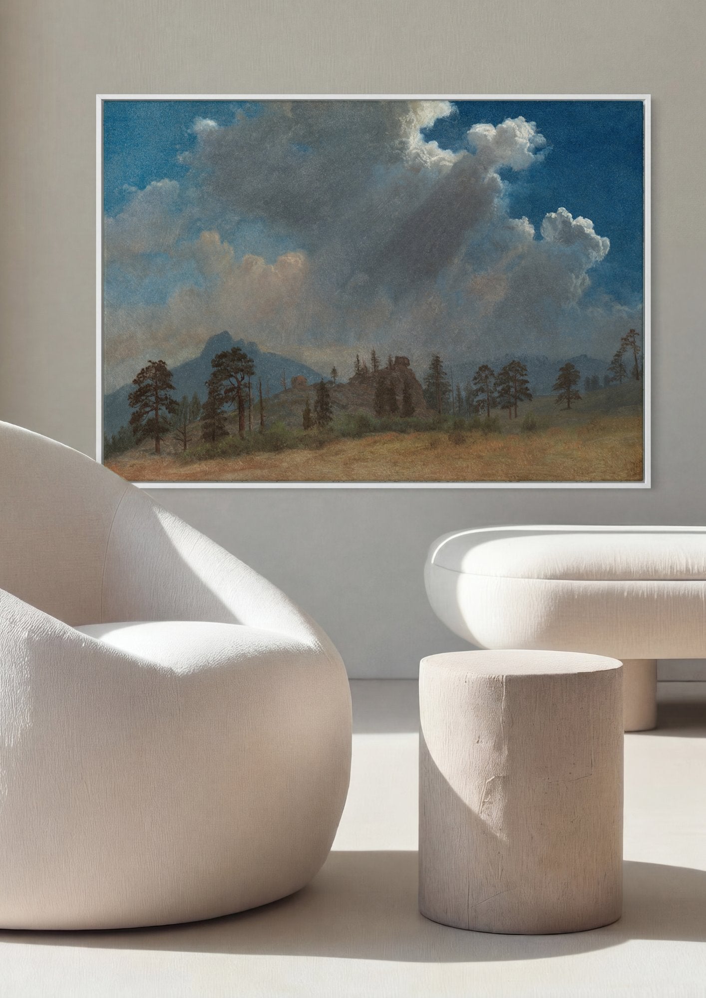 Quadro Decorativo Nuvens sobre a Montanha - Albert Bierstadt em ambiente decorado