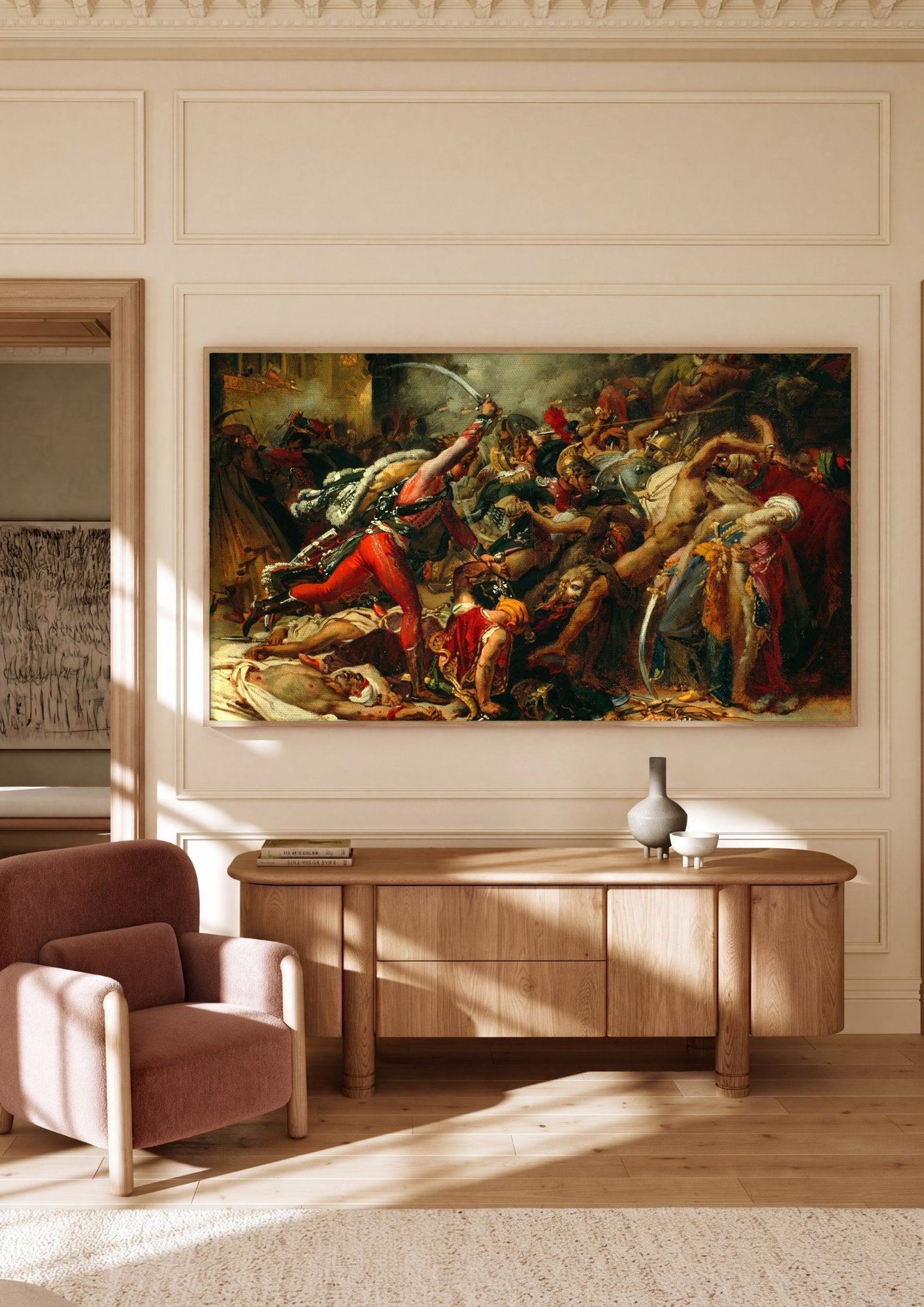 Quadro Decorativo A Revolta do Cairo - Anne-Louis Girodet em ambiente decorado