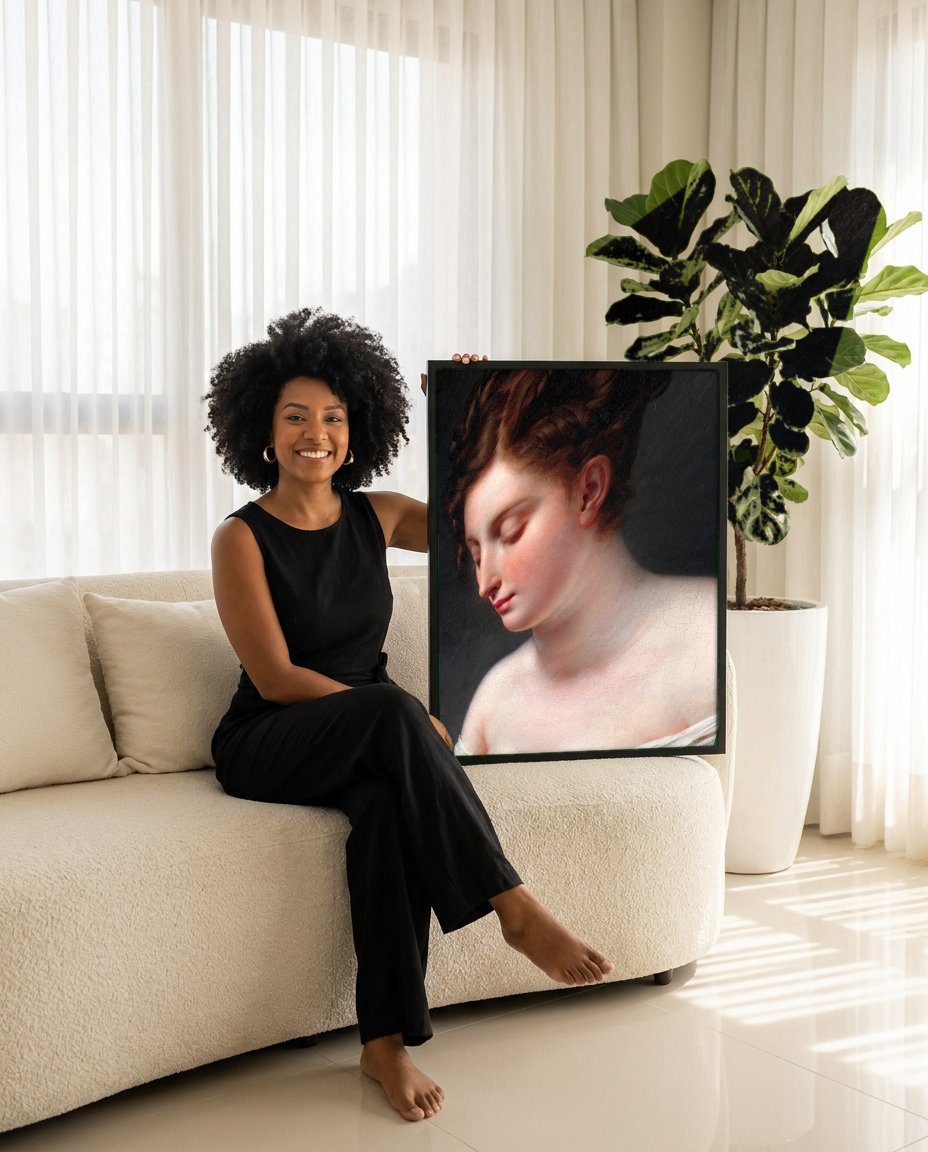 Quadro Decorativo Mademoiselle Lange - Anne-Louis Girodet com modelo em ambiente