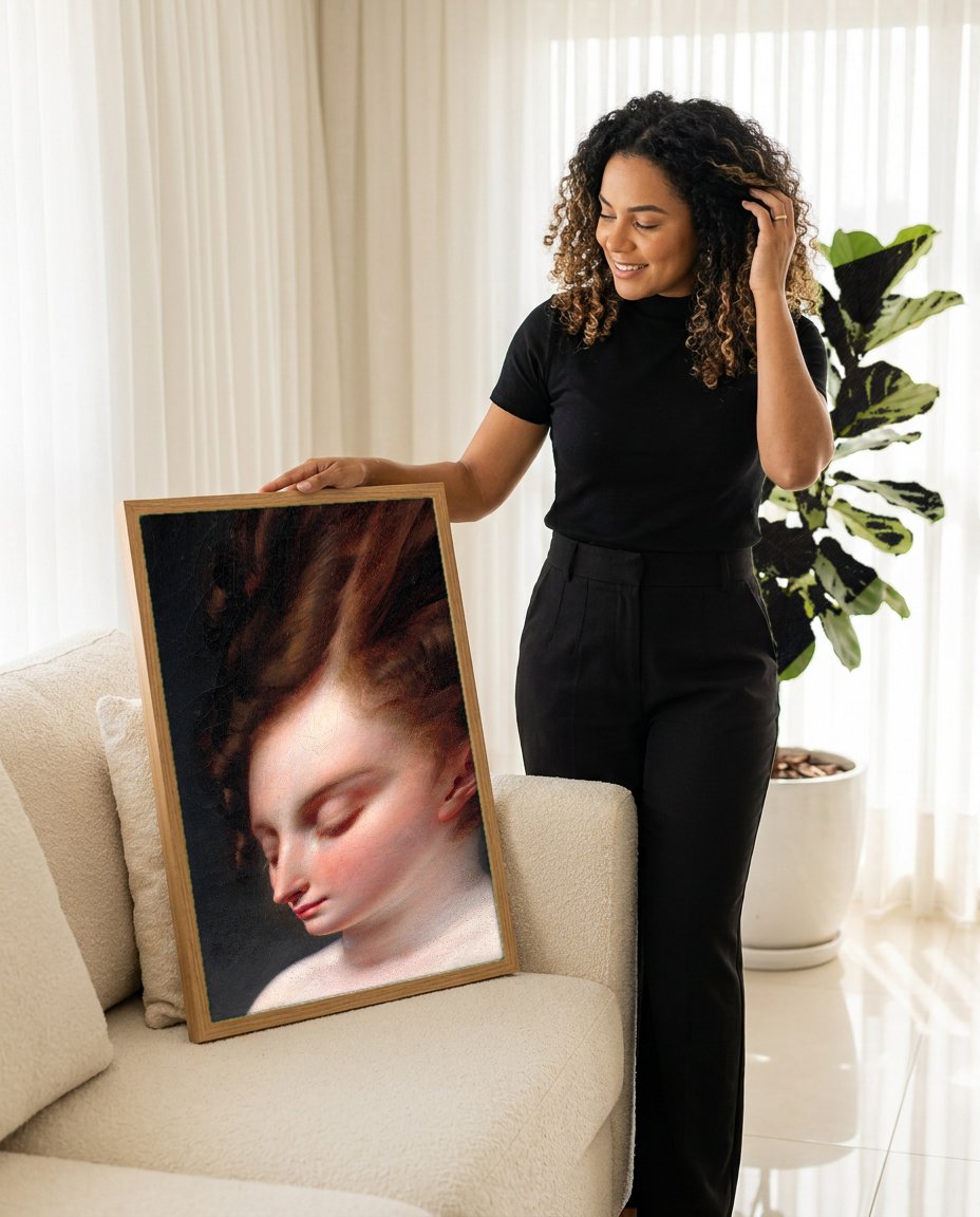 Quadro Decorativo Mademoiselle Lange - Anne-Louis Girodet com modelo em ambiente