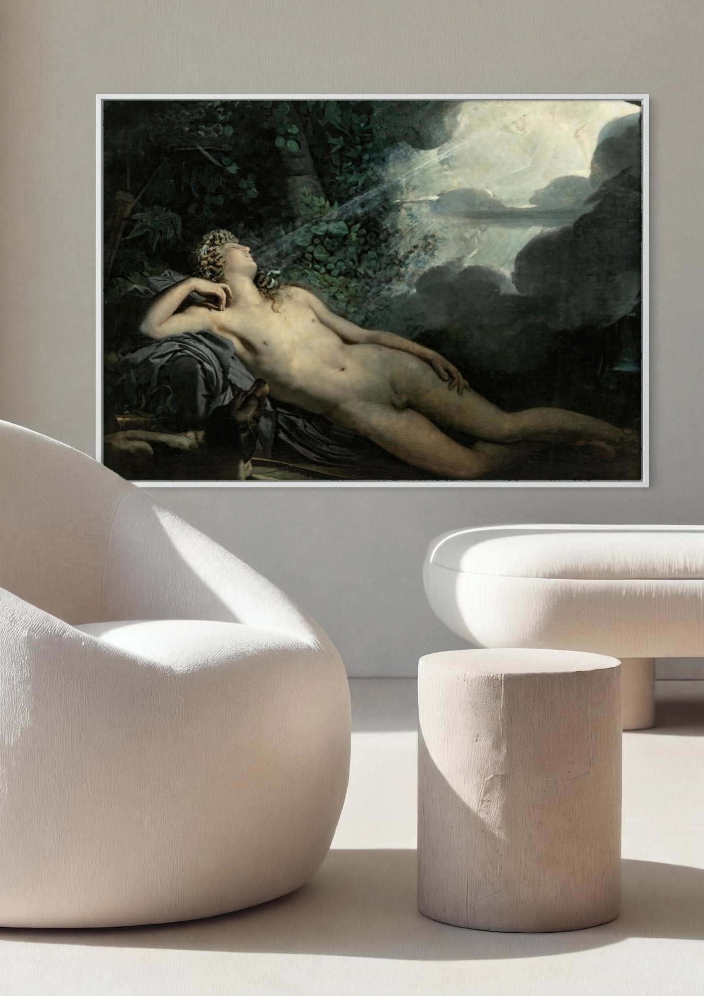Quadro Decorativo O Sono de Endimião - Anne-Louis Girodet em ambiente decorado