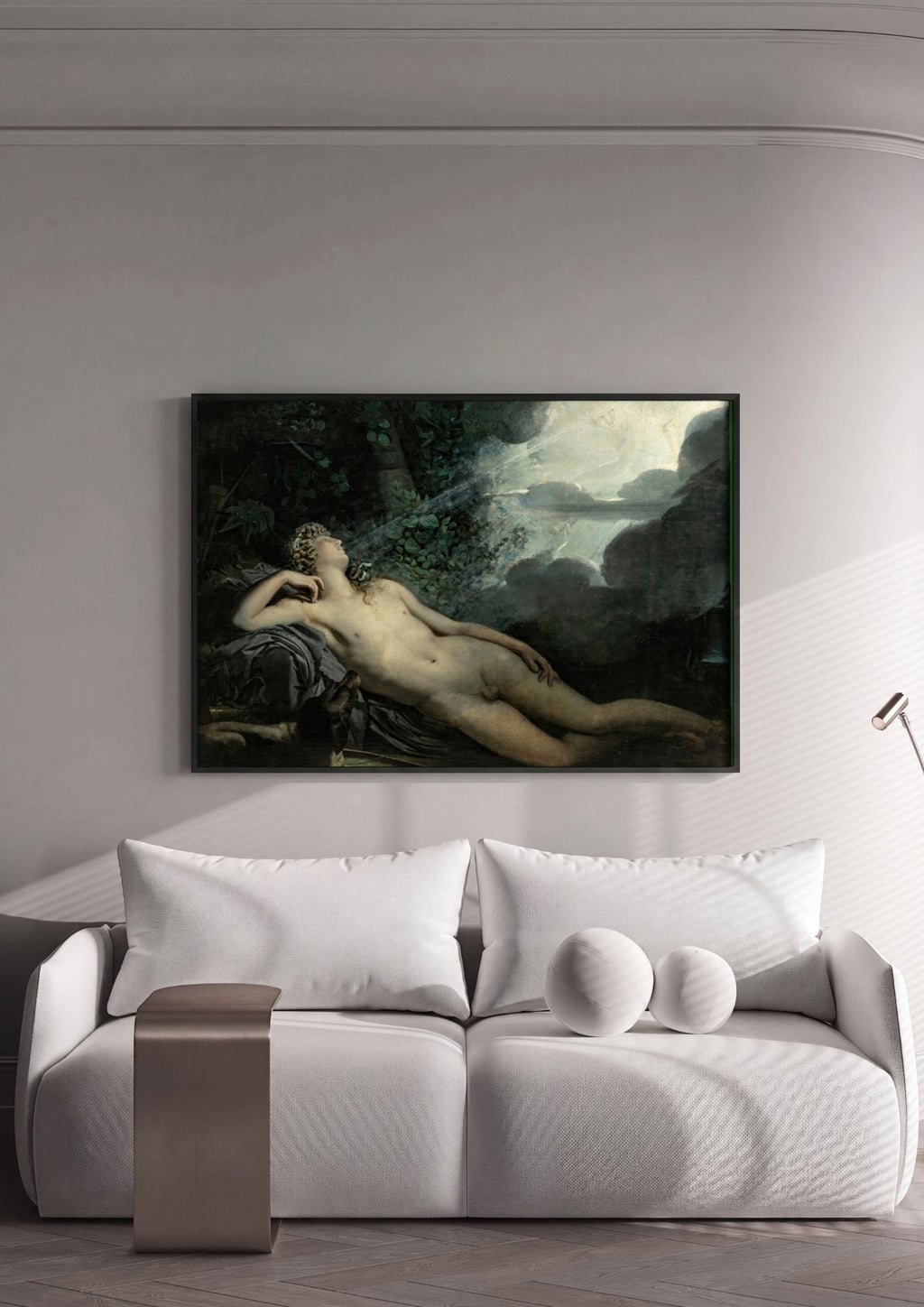 Quadro Decorativo O Sono de Endimião - Anne-Louis Girodet em ambiente decorado