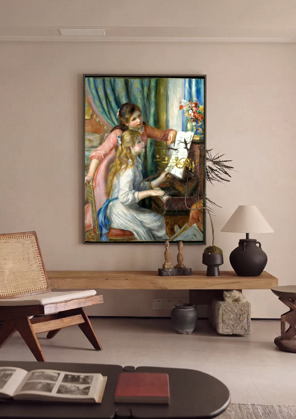Quadro Decorativo Duas Meninas ao Piano - Renoir em ambiente decorado