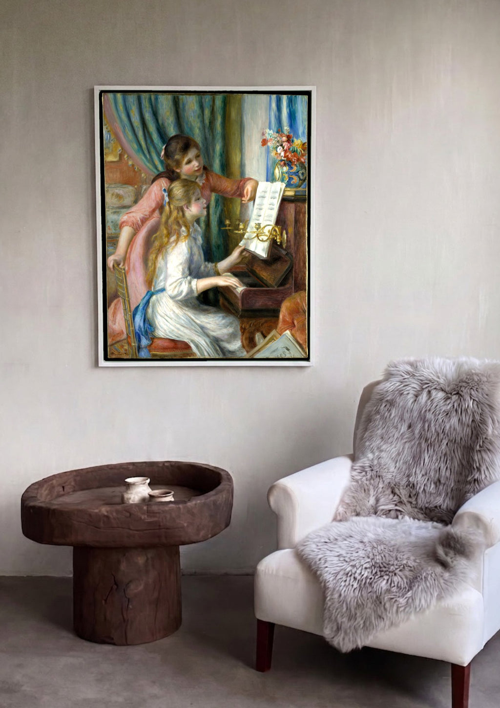 Quadro Decorativo Duas Meninas ao Piano - Renoir em ambiente decorado