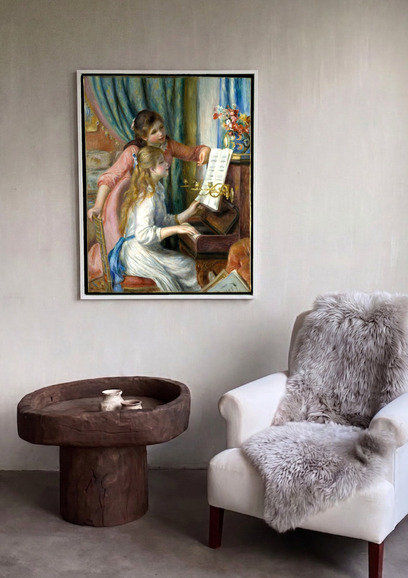 Quadro Decorativo Duas Meninas ao Piano - Renoir em ambiente decorado