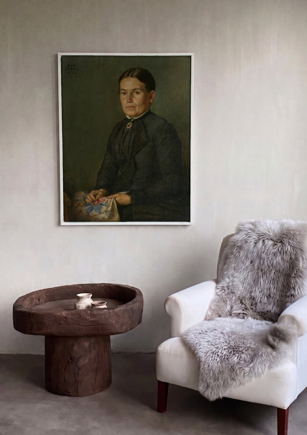 Quadro Decorativo Retrato de Mulher - Hans Thoma em ambiente decorado
