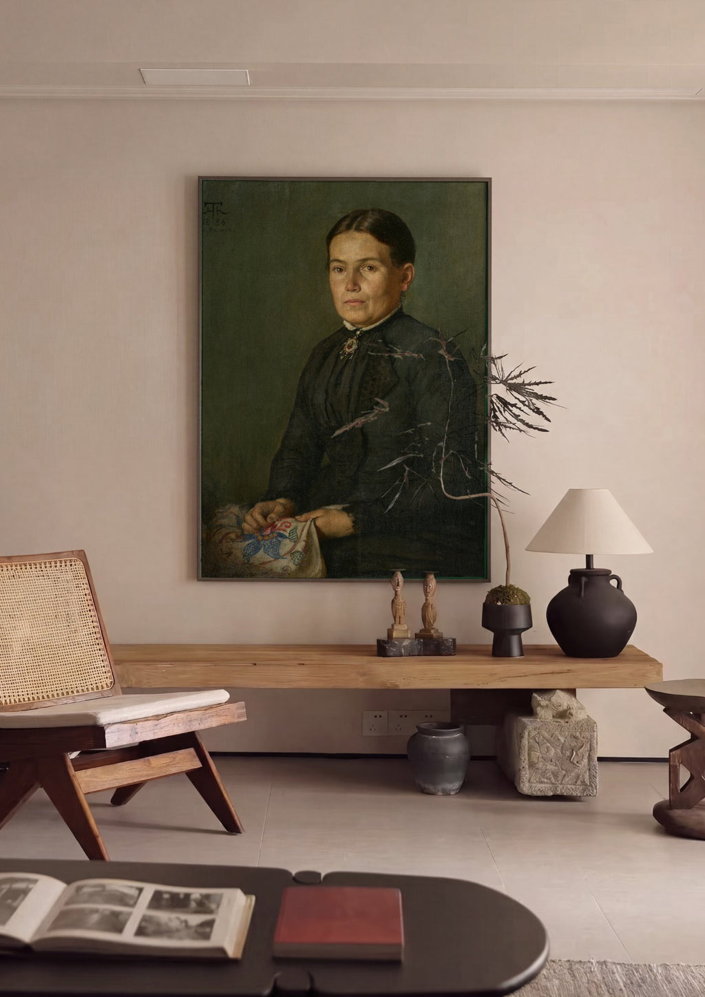 Quadro Decorativo Retrato de Mulher - Hans Thoma em ambiente decorado
