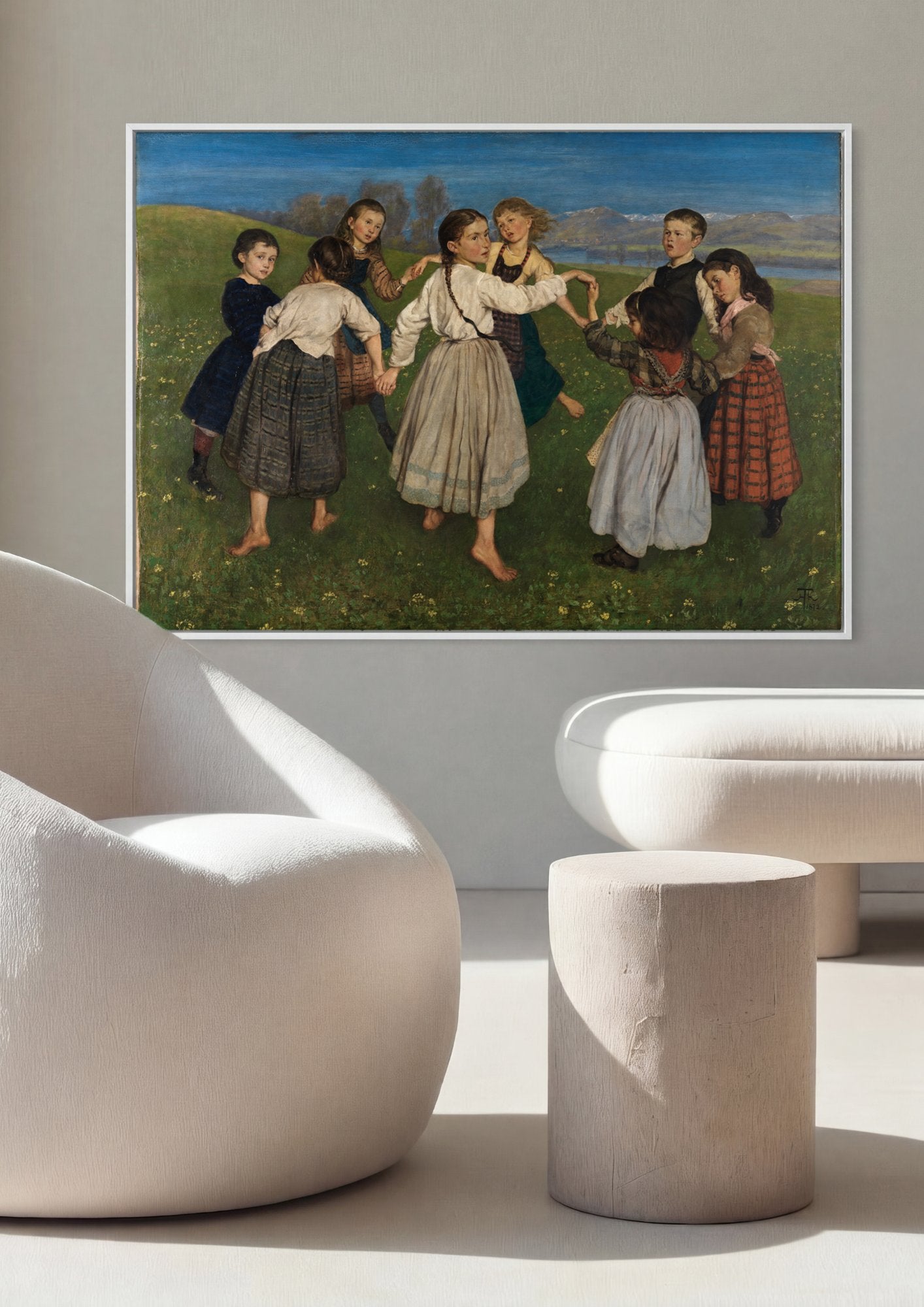 Quadro Decorativo Crianças Dançando - Hans Thoma em ambiente decorado