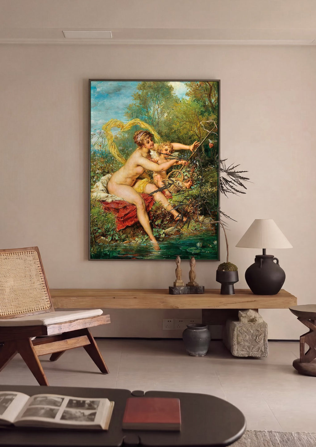 Quadro Decorativo A Oferta de Amor - Hans Zatzka em ambiente decorado