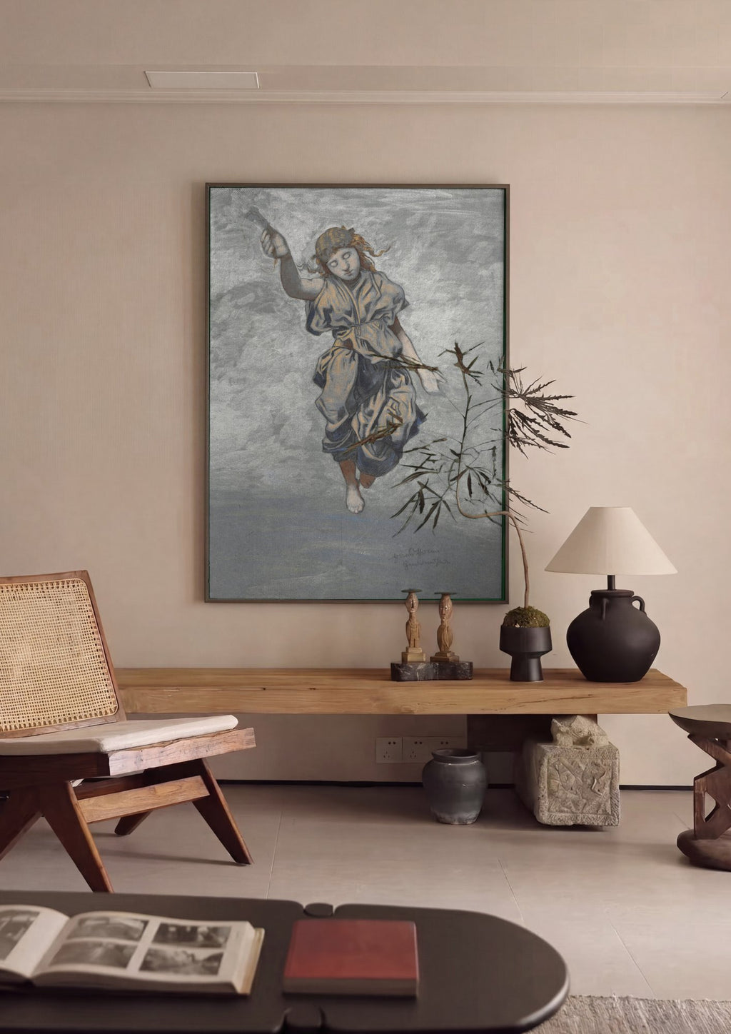Quadro Decorativo A Queda de Ícaro - Hans Thoma em ambiente decorado