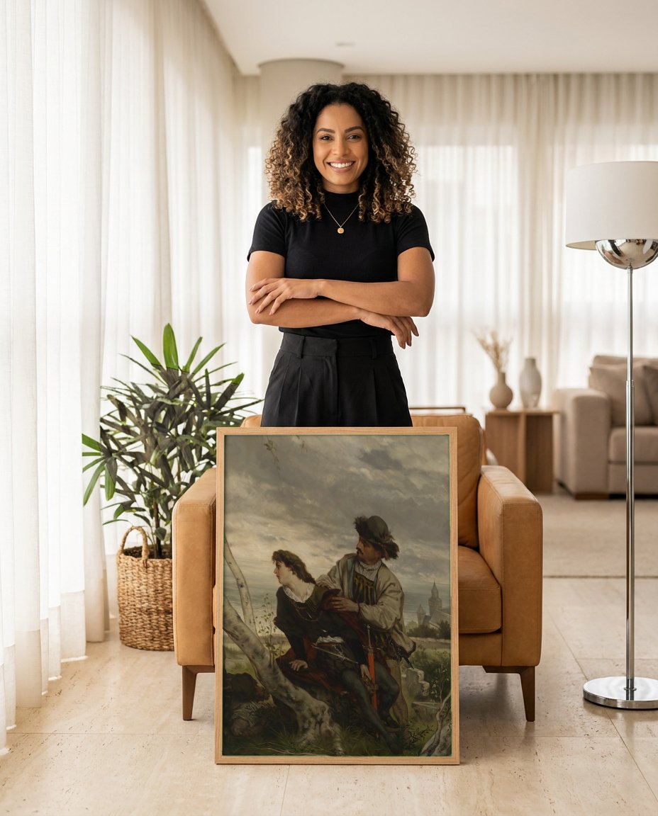 Quadro Decorativo Hamlet e Horácio - Hans Thoma com modelo em ambiente