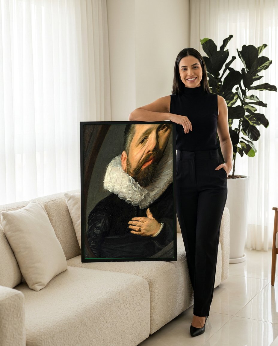 Quadro Decorativo Retrato de Homem - Frans Hals com modelo em ambiente
