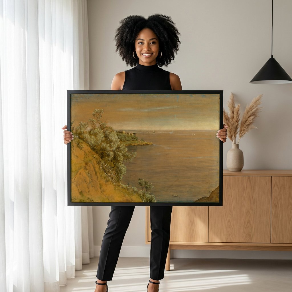 Quadro Decorativo Paisagem Costeira - Hans Thoma com modelo em ambiente
