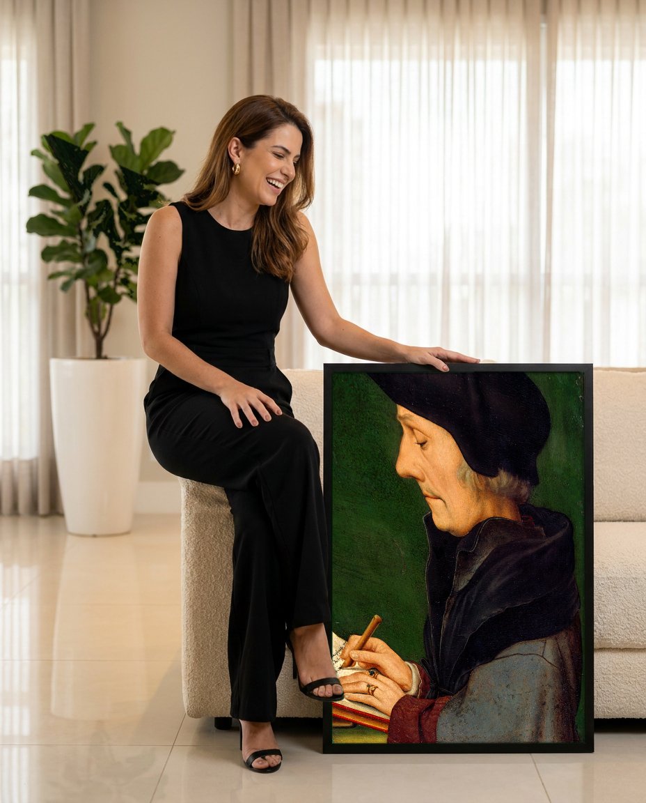 Quadro Decorativo Erasmo de Roterdã - Hans Holbein, o Jovem com modelo em ambiente