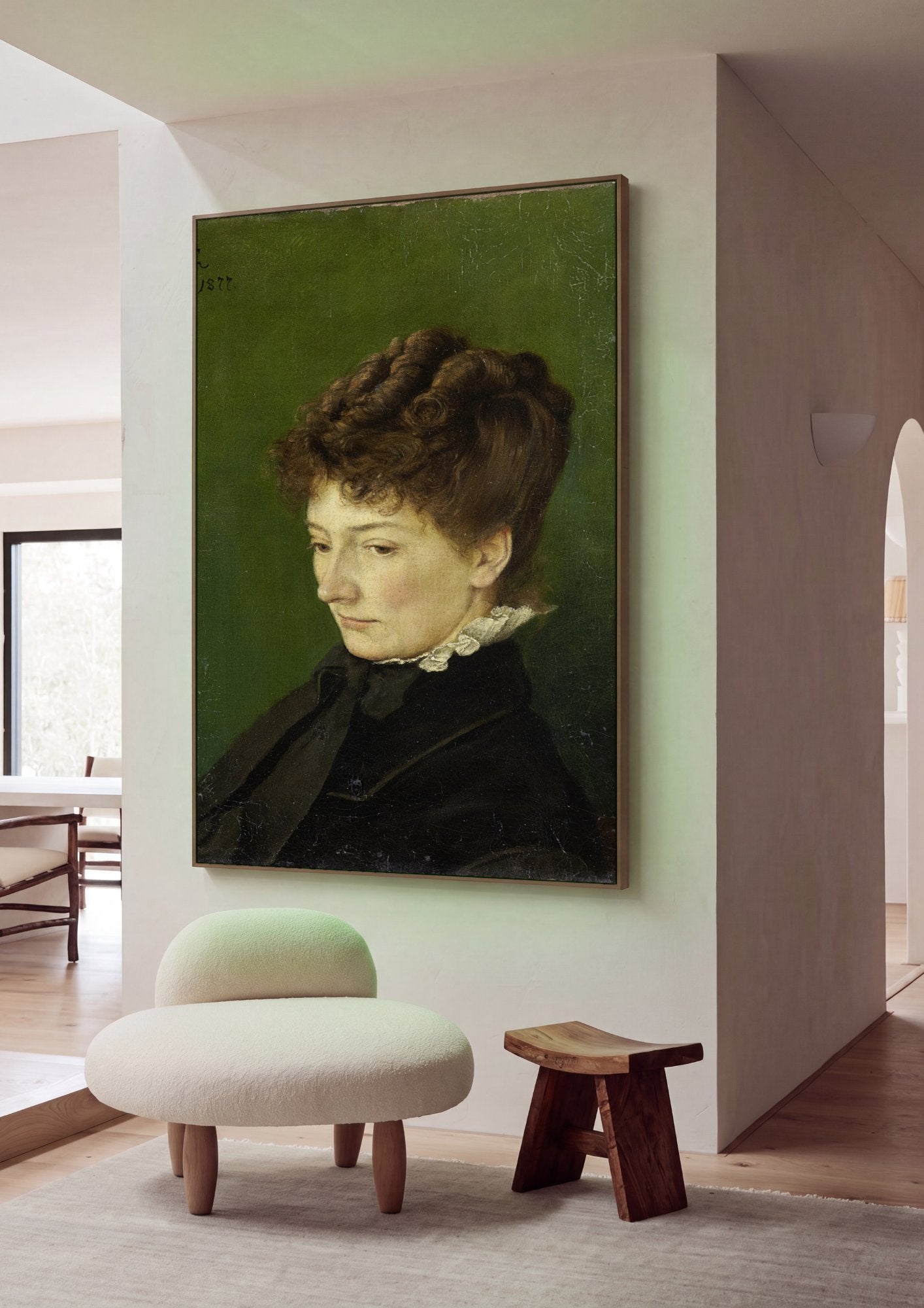 Quadro Decorativo Retrato Feminino - Hans Thoma em ambiente decorado