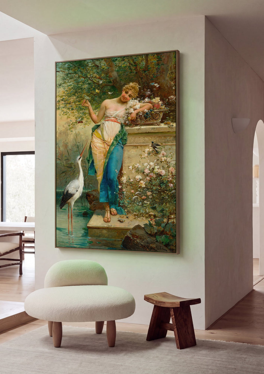 Quadro Decorativo A Ninfa e a Garça - Hans Zatzka em ambiente decorado