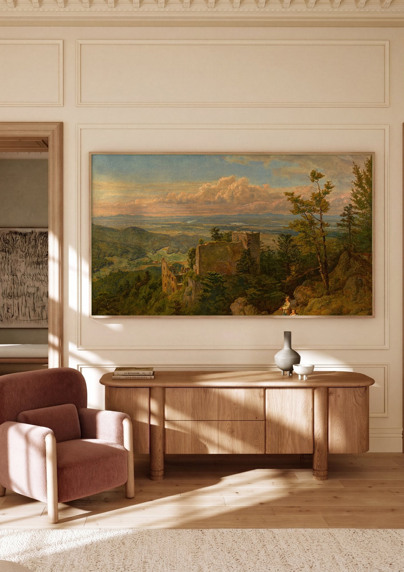Quadro Decorativo Ruínas do Castelo - Hans Thoma em ambiente decorado