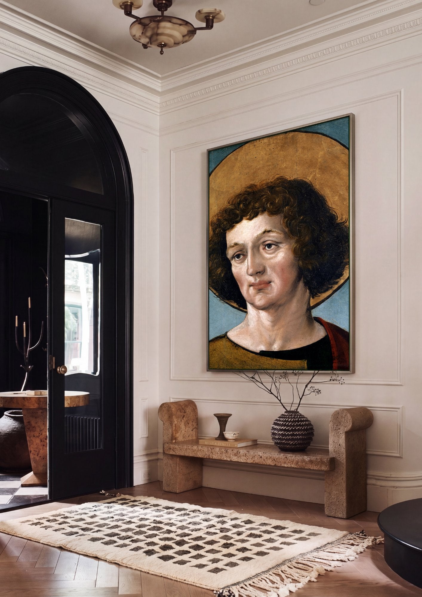 Quadro Decorativo Homem com Auréola - Hans Holbein, o Velho em ambiente decorado