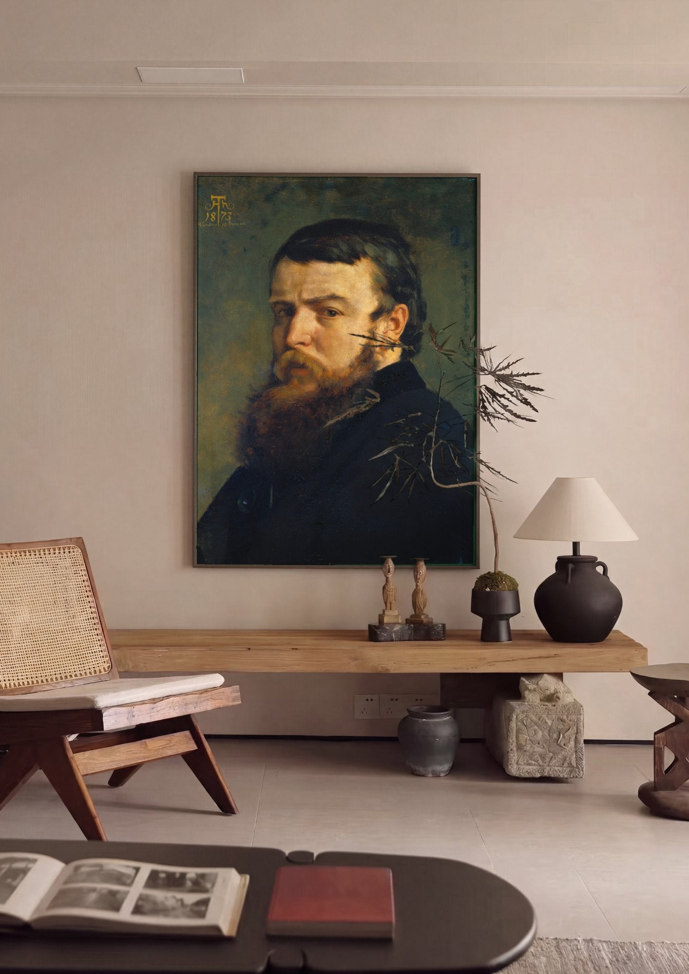 Quadro Decorativo Autorretrato (1873) - Hans Thoma em ambiente decorado