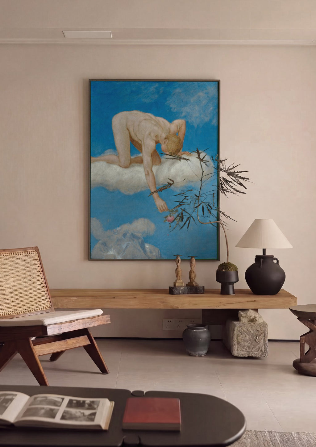 Quadro Decorativo A Oferta de Rosa - Hans Thoma em ambiente decorado
