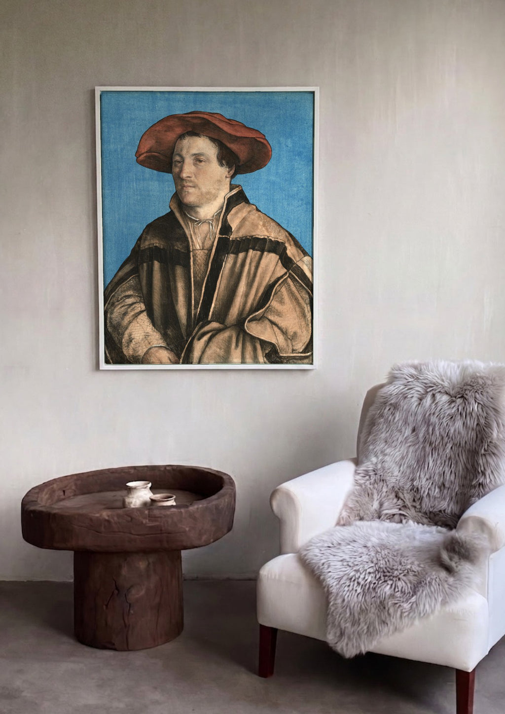 Quadro Decorativo Retrato de Jovem - Hans Holbein, o Jovem em ambiente decorado