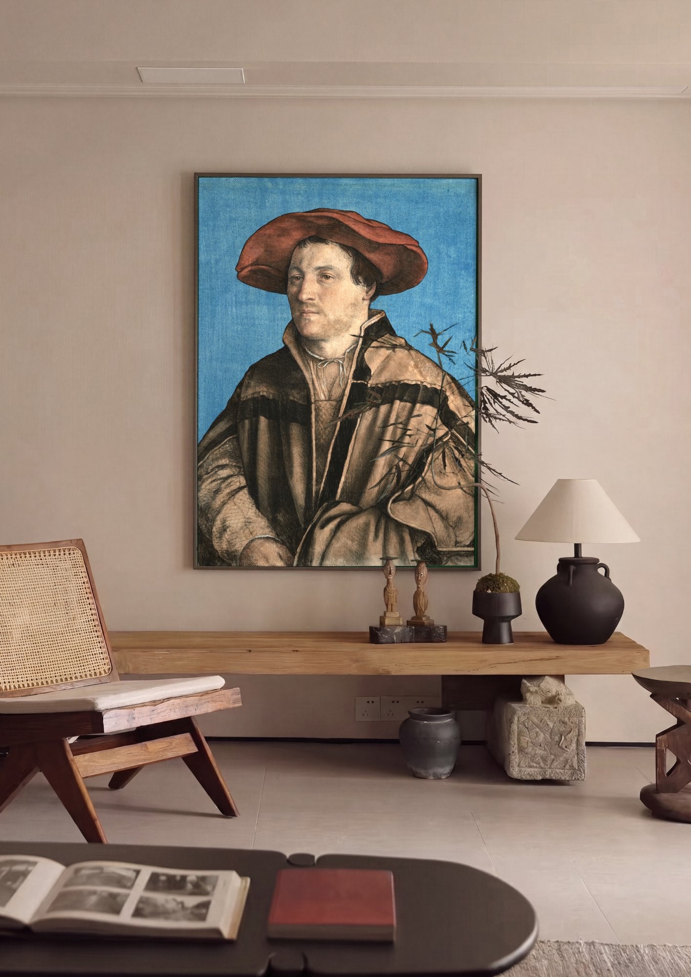Quadro Decorativo Retrato de Jovem - Hans Holbein, o Jovem em ambiente decorado