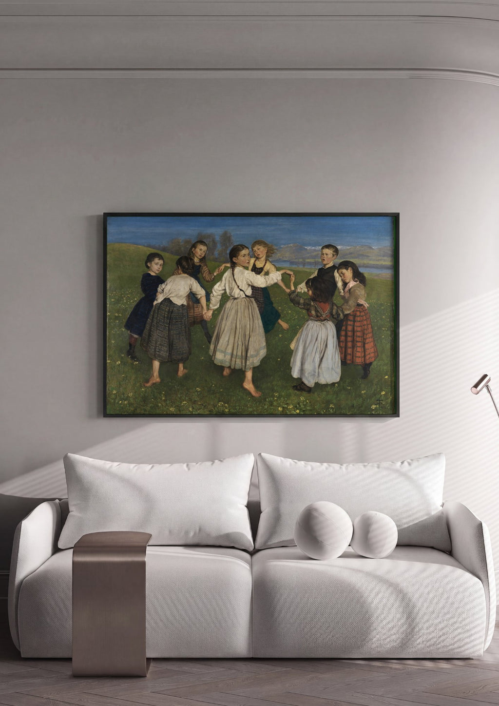 Quadro Decorativo Crianças Dançando - Hans Thoma em ambiente decorado