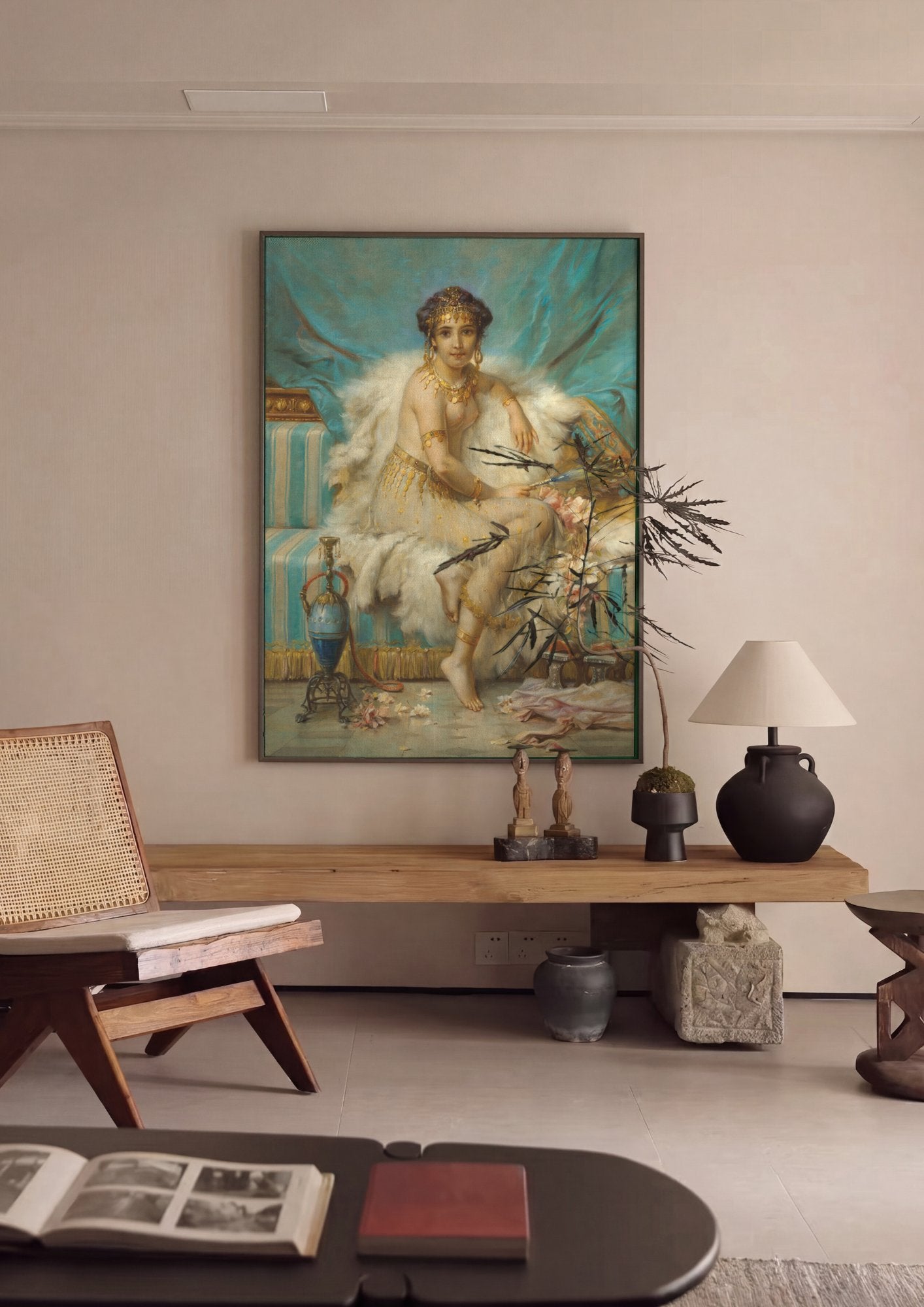 Quadro Decorativo Odalisca Oriental - Hans Zatzka em ambiente decorado