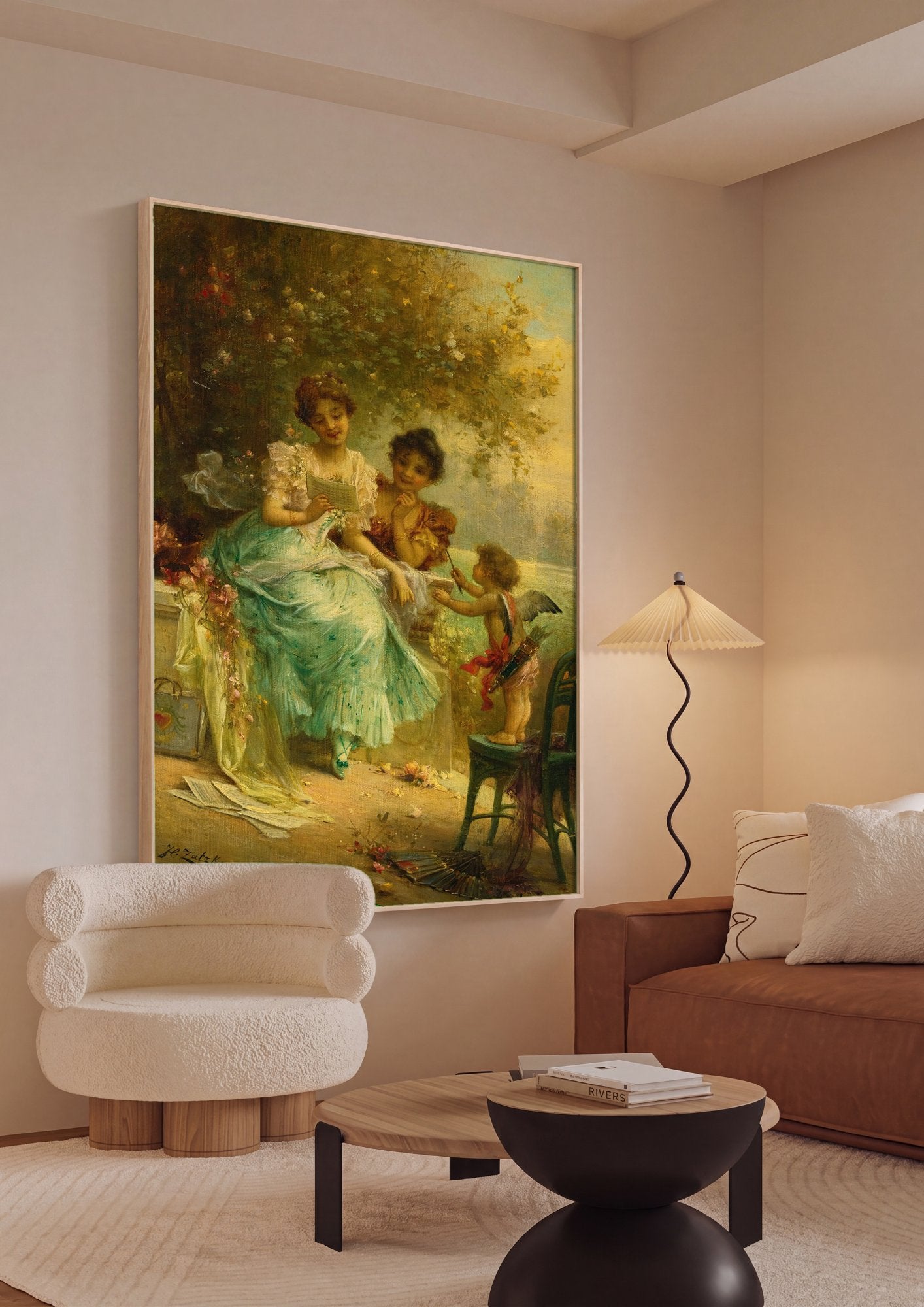 Quadro Decorativo A Canção de Amor - Hans Zatzka em ambiente decorado
