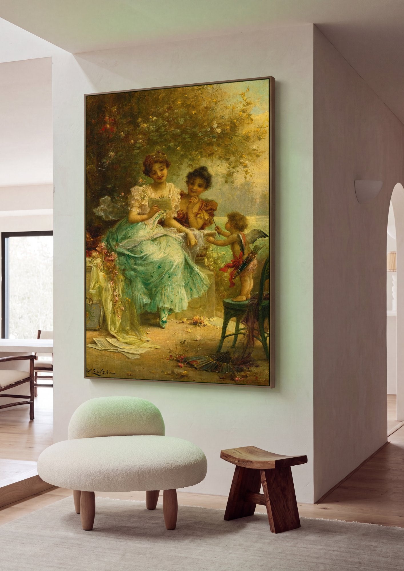 Quadro Decorativo A Canção de Amor - Hans Zatzka em ambiente decorado