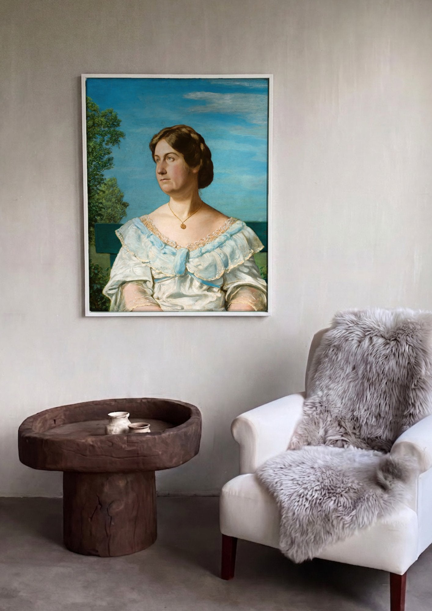 Quadro Decorativo Retrato de Mulher - Hans Thoma em ambiente decorado