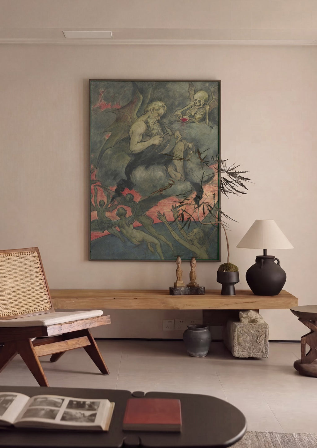 Quadro Decorativo A Morte e o Tempo - Hans Thoma em ambiente decorado