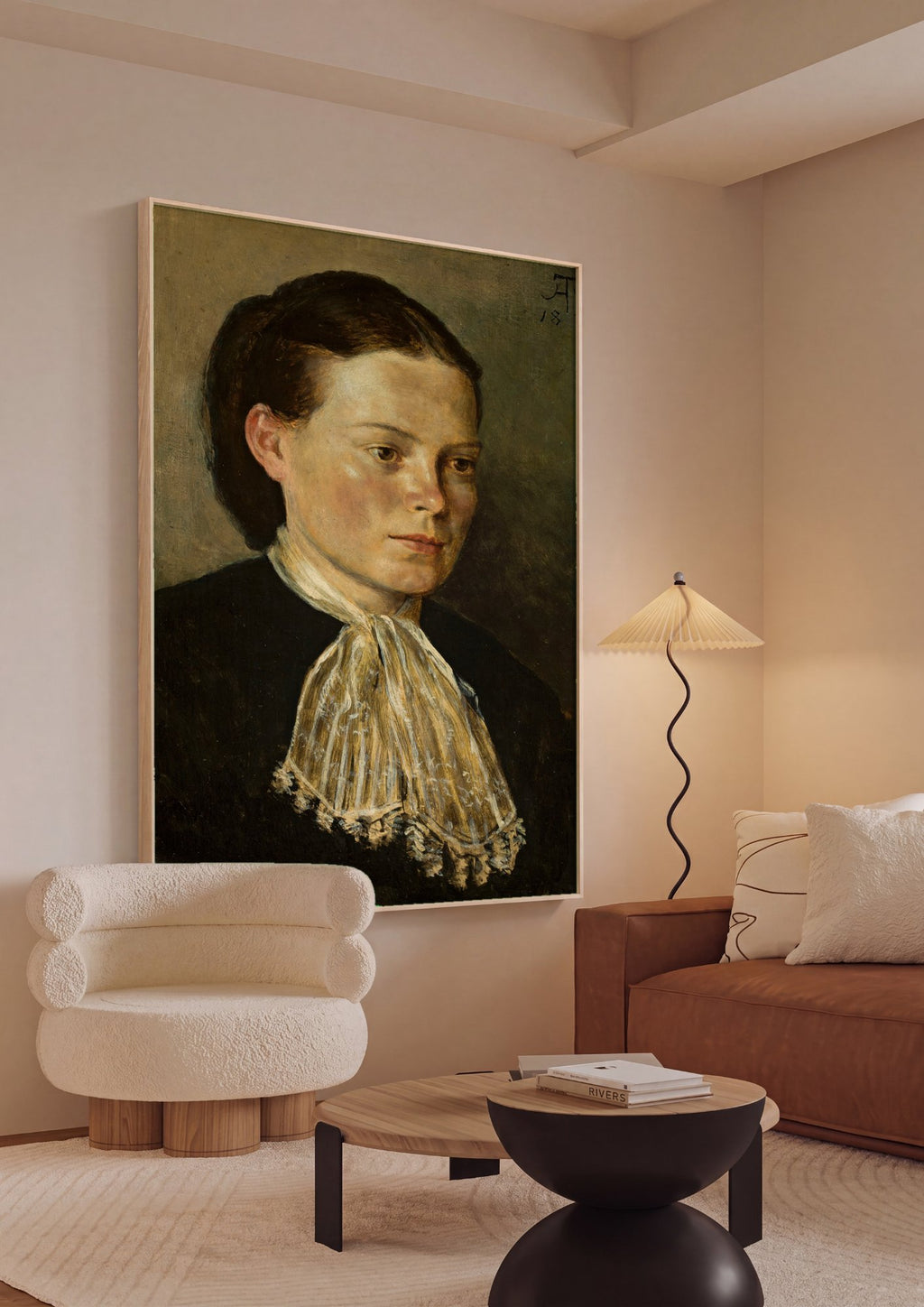 Quadro Decorativo Retrato de Mulher - Hans Thoma em ambiente decorado