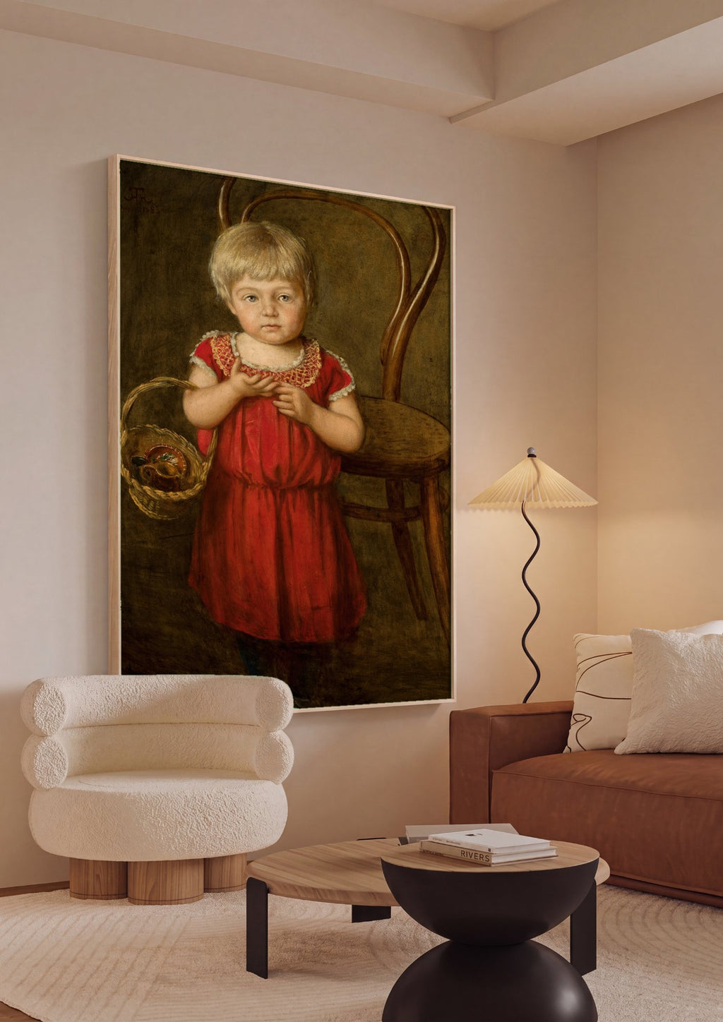 Quadro Decorativo Criança com Cesta - Hans Thoma em ambiente decorado